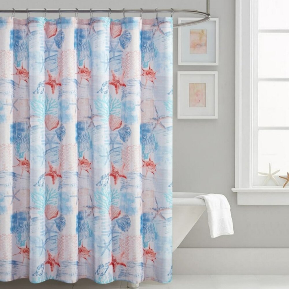 MAINSTAYS Coastal Printed 70" x 72" Fabric Shower Curtain
